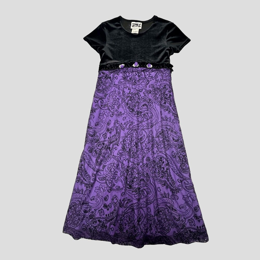 Boho Speechless Velvet Paisley Maxi Dress Girls Size 10